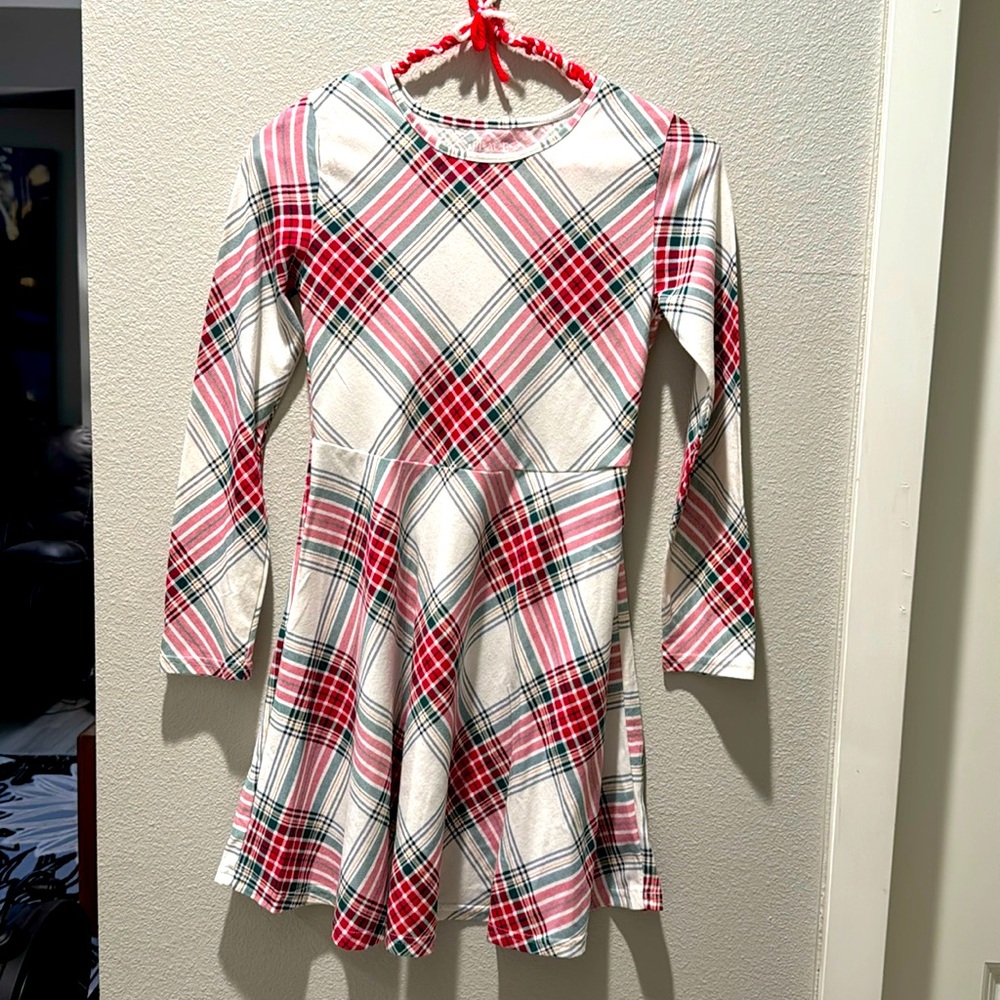 Children’s Place Girls L Christmas Plaid Long Sleeve Cotton Dress